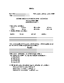 Đề khảo sát chất lượng đầu năm môn Toán Lớp 2 - Năm học 2008-2009