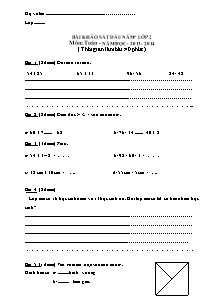 Đề khảo sát chất lượng đầu năm Toán Lớp 2 (Có đáp án) - Năm học 2013-2014