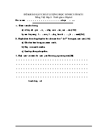 Đề khảo sát chất lượng học kì I Tiếng việt, Toán Lớp 2