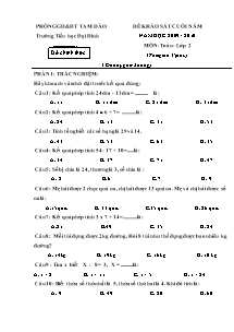 Đề khảo sát cuối năm Toán Lớp 2 (Có đáp án) - Năm học 2009-2010 - Trường Tiểu học Đại Đình