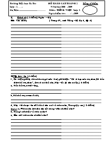 Đề khảo sát tháng 2 Tiếng việt, Toán Lớp 2 - Năm học 2008-2009 - Trường Tiểu học Tu Tra