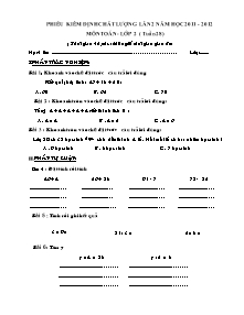 Đề kiểm định chất lượng lần 2 Toán, Tiếng việt Lớp 2 - Năm học 2011-2012