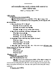Đề kiểm tra chất lượng cuối học kì II Tiếng việt, Toán Lớp 2 (Có đáp án) - Năm học 2009-2010