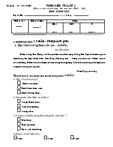 Đề kiểm tra chất lượng đầu năm Tiếng việt Lớp 2 - Năm học 2010-2011 - Trường Tiểu học Vạn Thiện