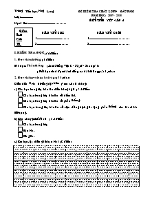 Đề kiểm tra chất lượng đầu năm Tiếng việt, Toán Lớp 2 - Năm học 2009-2010 - Trường Tiểu học Hưng Long