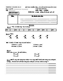 Đề kiểm tra chất lượng đầu năm Toán Lớp 2 - Năm học 2009-2010 - Trường Tiểu học Long Hà C