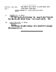 Đề kiểm tra chất lượng học kì I Tiếng việt Lớp 2 - Năm học 2010-2011