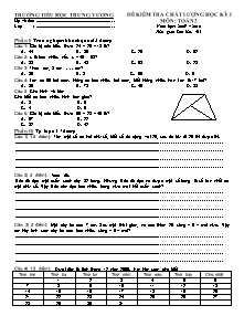 Đề kiểm tra chất lượng học kì I Toán Lớp 2 - Năm học 2009-2010 - Trường Tiểu học Trưng Vương