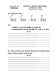 Đề kiểm tra chọn học sinh giỏi Toán Lớp 2 - Năm học 2007-2008 - Trường Tiểu học Nghĩa Trung