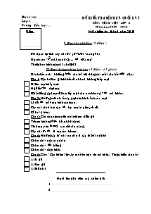 Đề kiểm tra cuối học kì I môn Tiếng việt Lớp 2 - Năm học 2009-2010