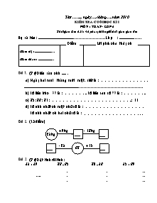 Đề kiểm tra cuối học kì I môn Toán Lớp 2 - Năm học 2010-2011