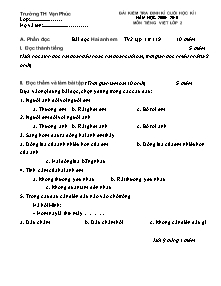 Đề kiểm tra cuối học kì I Tiếng việt Lớp 2 - Năm học 2009-2010 - Trường Tiểu học Vạn Phúc