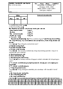 Đề kiểm tra cuối học kì I Tiếng việt Lớp 2 - Năm học 2012-2013 - Trường Tiểu học Nguyễn Chí Thanh