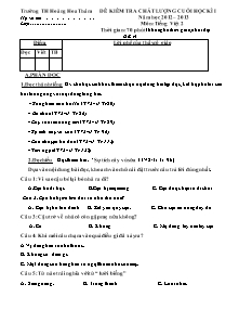 Đề kiểm tra cuối học kì I Tiếng việt Lớp 2 - Năm học 2012-2013 - Trường Tiểu học Hoàng Hoa Thám