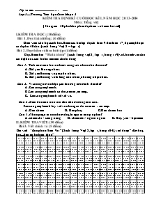 Đề kiểm tra cuối học kì I Tiếng việt Lớp 2 - Năm học 2013-2014 - Trường Tiểu học Cắm Muộn 2