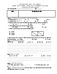 Đề kiểm tra cuối học kì I Toán Khối 2 (Có đáp án) - Năm học 2013-2014