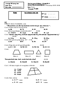 Đề kiểm tra cuối học kì I Toán Lớp 2 - Năm học 2013-2014 - Trường Tiểu học Long Tân