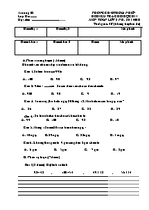 Đề kiểm tra cuối học kì I Toán, Tiếng việt Lớp 2 - Năm học 2011-2012 - Phòng GD&ĐT Hoài Nhơn