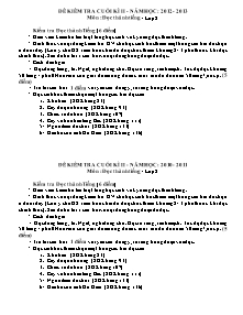 Đề kiểm tra cuối học kì II Đọc thành tiếng Lớp 2 - Năm học 2012-2013