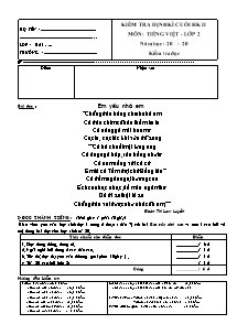 Đề kiểm tra cuối học kì II môn Tiếng việt Lớp 2 (Kèm đáp án)