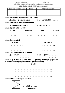 Đề kiểm tra cuối học kì II môn Toán, Tiếng việt Khối 2 - Năm học 2009-2010