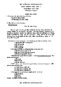 Đề kiểm tra cuối học kì II Tiếng việt Lớp 2 - Năm học 2007-2008