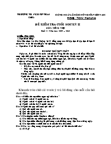 Đề kiểm tra cuối học kì II Tiếng việt Lớp 2 - Năm học 2009-2010 - Trường Tiểu học Nguyễn Trãi