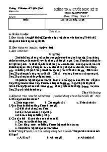 Đề kiểm tra cuối học kì II Tiếng việt Lớp 3 - Năm học 2008-2009 - Trường Tiểu học số 2 Gia Phú