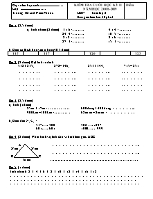 Đề kiểm tra cuối học kì II Toán Lớp 2 - Năm học 2008-2009 - Trường Tiểu học số 2 Nam Phước