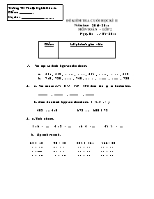 Đề kiểm tra cuối học kì II Toán Lớp 2 - Năm học 2010-2011 - Trường Tiểu học Thuận Nghĩa Hòa A