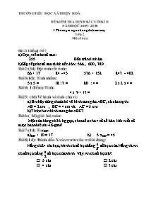 Đề kiểm tra cuối học kì II Toán, Tiếng việt Lớp 2 - Năm học 2009-2010 - Trường Tiểu học Thiện Hòa