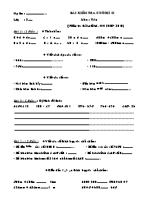 Đề kiểm tra cuối học kì II Toán, Tiếng việt Lớp 2 - Năm học 2009-2010