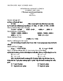 Đề kiểm tra cuối học kì II Toán, Tiếng việt Lớp 3 - Năm học 2009-2010 - Trường Tiểu học Thiện Hòa