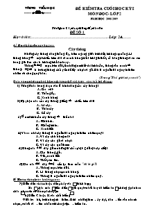 Đề kiểm tra cuối học kỳ I Tiếng việt Lớp 2 - Năm học 2008-2009