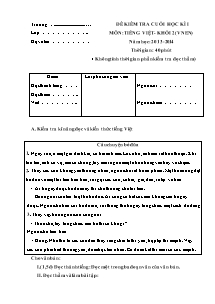 Đề kiểm tra cuối học kỳ II môn Tiếng việt Lớp 2 - Năm học 2013-2014