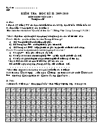 Đề kiểm tra cuối học kỳ II Tiếng việt Khối 2 - Năm học 2009-2010