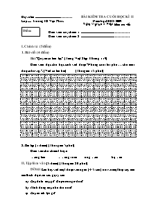 Đề kiểm tra cuối học kỳ II Tiếng việt Lớp 2 - Năm học 2008-2009 - Trường Tiểu học Vạn Phúc
