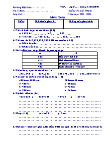 Đề kiểm tra cuối học kỳ II Toán Lớp 2 - Năm học 2008-2009