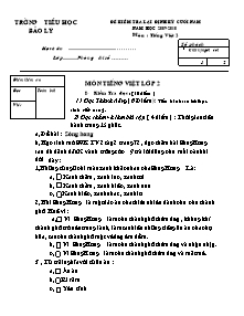 Đề kiểm tra cuối năm Tiếng việt, Toán Lớp 2 - Năm học 2009-2010 - Trường Tiểu học Bảo Lý