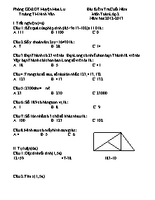 Đề kiểm tra cuối năm Toán Lớp 2 - Năm học 2012-2013 - Trường Tiểu học Ninh Vân