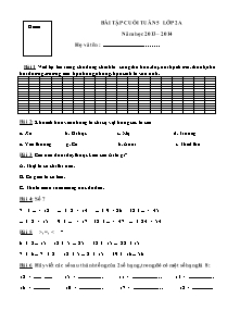 Đề kiểm tra cuối tuần 5 Tiếng việt, Tóan Lớp 2 - Năm học 2013-2014