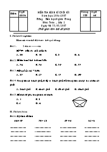 Đề kiểm tra định kì cuối học kì I Toán Lớp 2 - Năm học 2006-2007 - Trường Tiểu học Nghĩa Trung