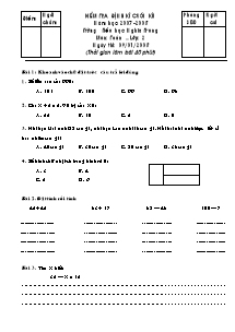 Đề kiểm tra định kì cuối học kì I Toán Lớp 2 - Năm học 2007-2008 - Trường Tiểu học Nghĩa Trung