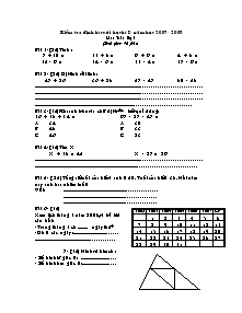 Đề kiểm tra định kì cuối học kì I Toán Lớp 2 - Năm học 2007-2008