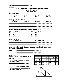 Đề kiểm tra định kì cuối học kì I Toán Lớp 2 - Năm học 2008-2009
