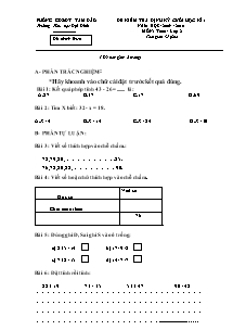 Đề kiểm tra định kì cuối học kì I Toán Lớp 2 - Năm học 2009-2010 - Trường Tiểu học Đại Đình