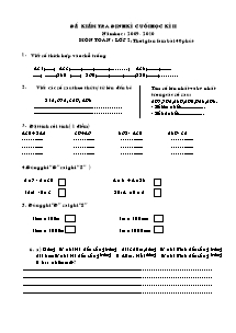 Đề kiểm tra định kì cuối học kỳ I Toán, Tiếng việt Lớp 2 - Năm học 2009-2010