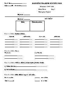Đề kiểm tra định kì cuối năm môn Toán Lớp 2 - Năm học 2009-2010