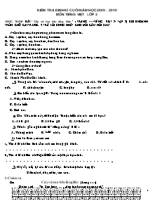 Đề kiểm tra định kì cuối năm Tiếng việt Khối 2 - Năm học 2009-2010