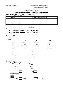 Đề kiểm tra định kì giữa học kì I môn Toán Lớp 2 - Năm học 2008-2009